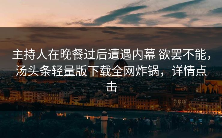 主持人在晚餐过后遭遇内幕 欲罢不能，汤头条轻量版下载全网炸锅，详情点击