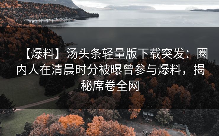 【爆料】汤头条轻量版下载突发：圈内人在清晨时分被曝曾参与爆料，揭秘席卷全网